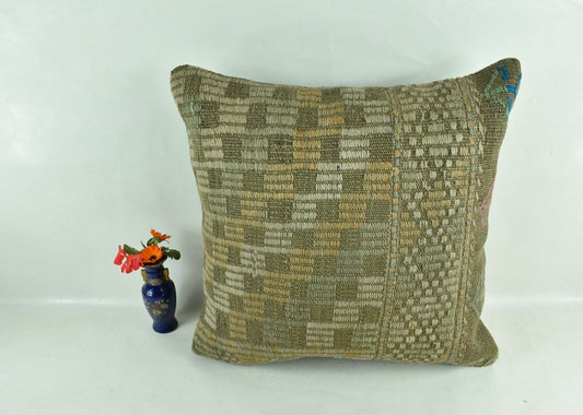 20x20 Kilim Pillow Cover Handmade Vintage Oushak Kilim Cushion Cover A1910
