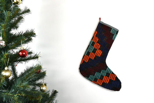 Kilim Christmas Stocking Vintage Rug Stocking Ethnic Decorative Xmas Socks S698