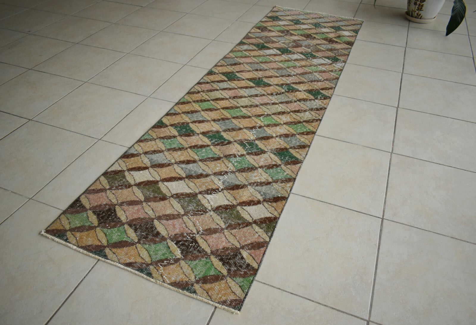 Vintage Runner 8.7x2.4 ft Oushak Runner Anatolian Rug Faded Turkish Runner R28