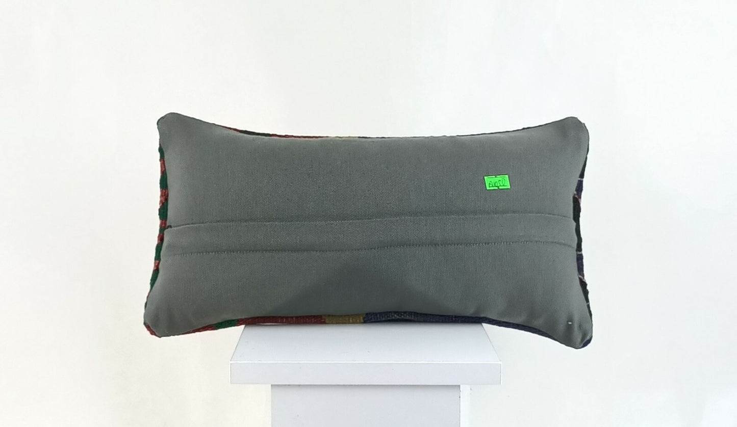 Kilim Pillow Cover 8x16 in Handmade Oriental Rug Tribal Ethnic Lumbar Case A1050