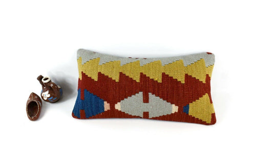 8x16 Kilim Pillow Cover Vintage Tribal Oushak Kilim Ethnic Lumbar Cover A2986