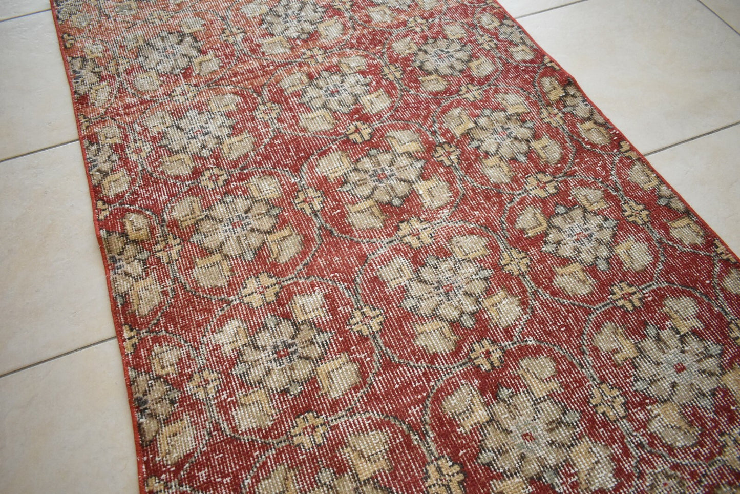 Vintage Runner 4.8x2.9 ft Small Turkish Runner Anatolian Floor Runner Rug R18