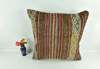 Kilim Pillow Cover 20x20 Home Decorative Handmade Ethnic Oushak Rug Pillow A1871