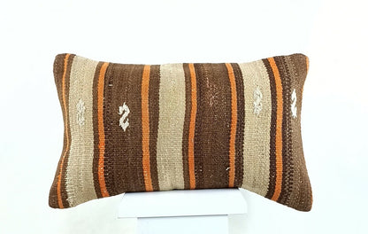 Kilim Pillow Cover 12x20 Turkish Handmade Sofa Couch Floor Lumbar Cushion A1256