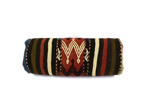 Kilim Bolster Pillow Cover 8x20 in Tribal Vintage Turkish Carpet Bolster Cushion