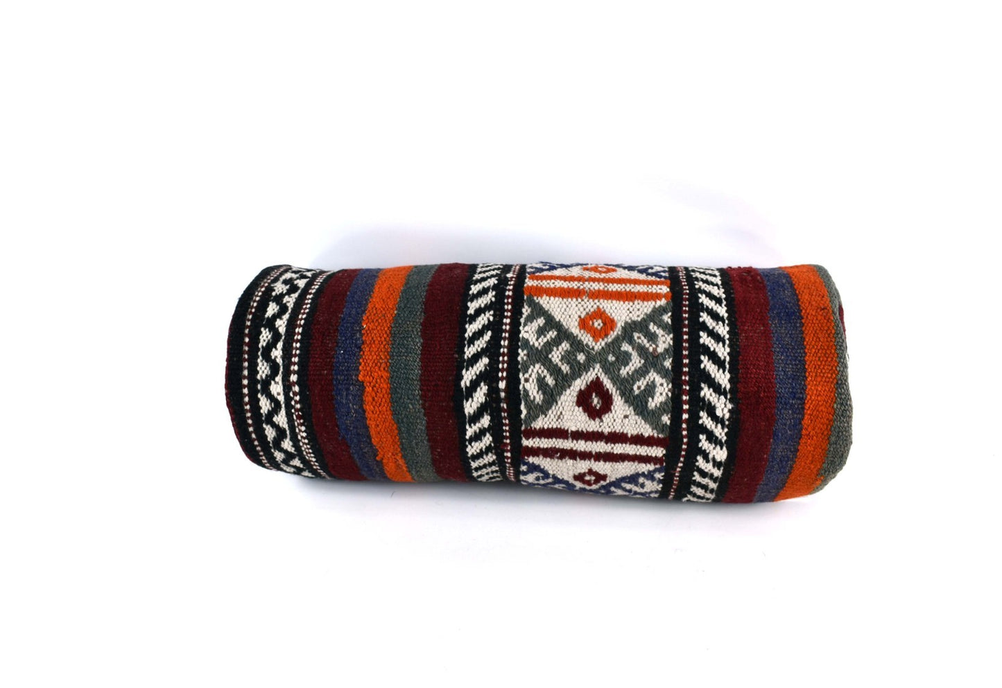 Kilim Bolster Pillow Cover 8x20 in Tribal Vintage Turkish Carpet Bolster Cushion