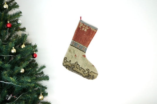 Kilim Christmas Stocking Vintage Rug Stocking Ethnic Decorative Xmas Socks S537