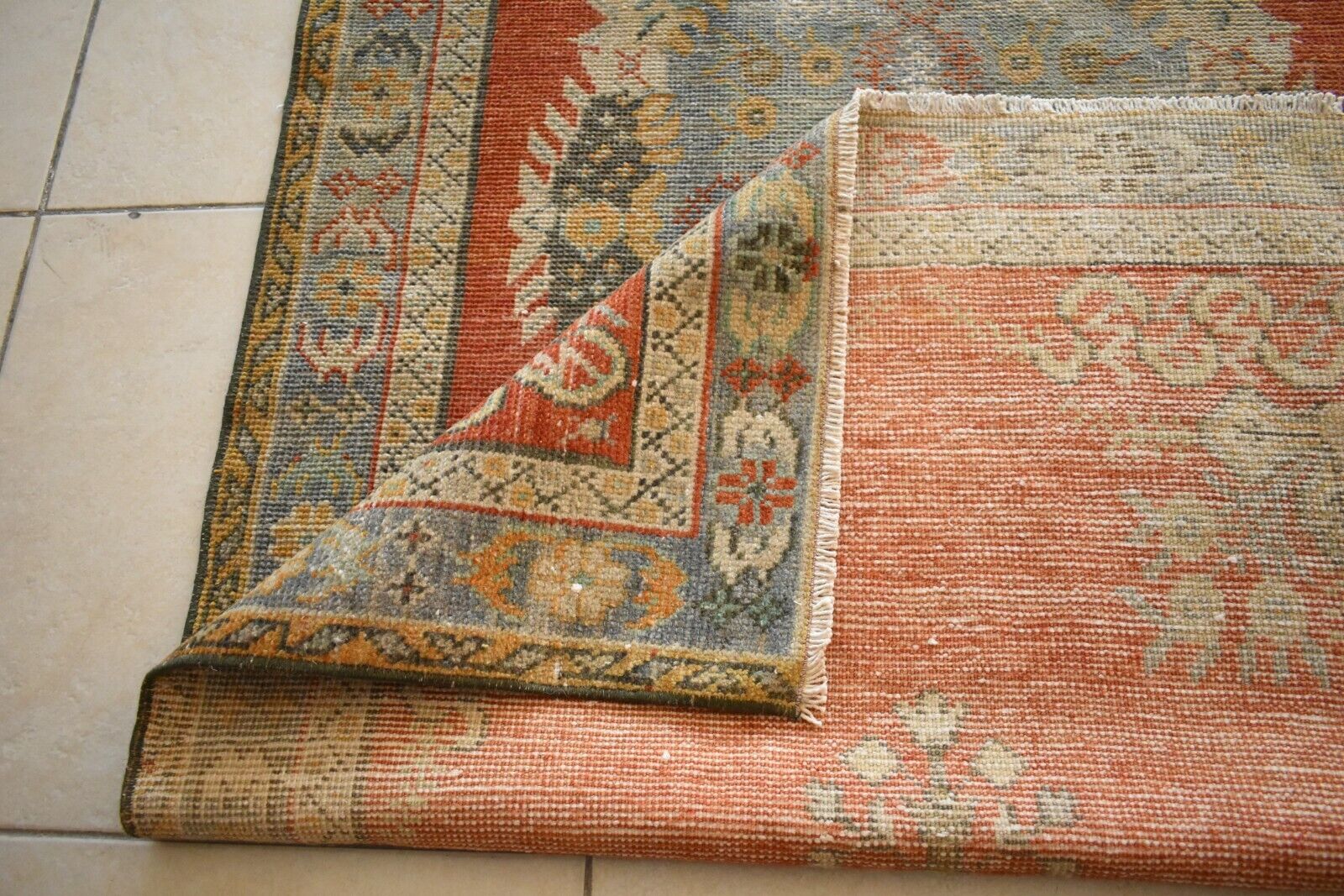 Oushak Runner 6x3 ft Handwoven Turkish Runner Vintage Runner Floor Rug R03