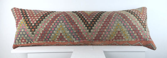 Extra Large Kilim Pillow Cover 16x48 Handmade Ethnic Boho Oriental Lumbar A1593