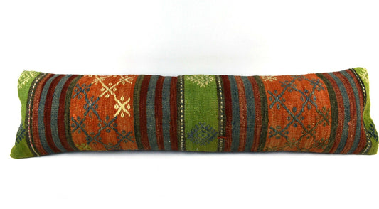 Kilim Pillow Cover 12x48 Vintage Handwoven Long Lumbar Pillow Cover  A3287