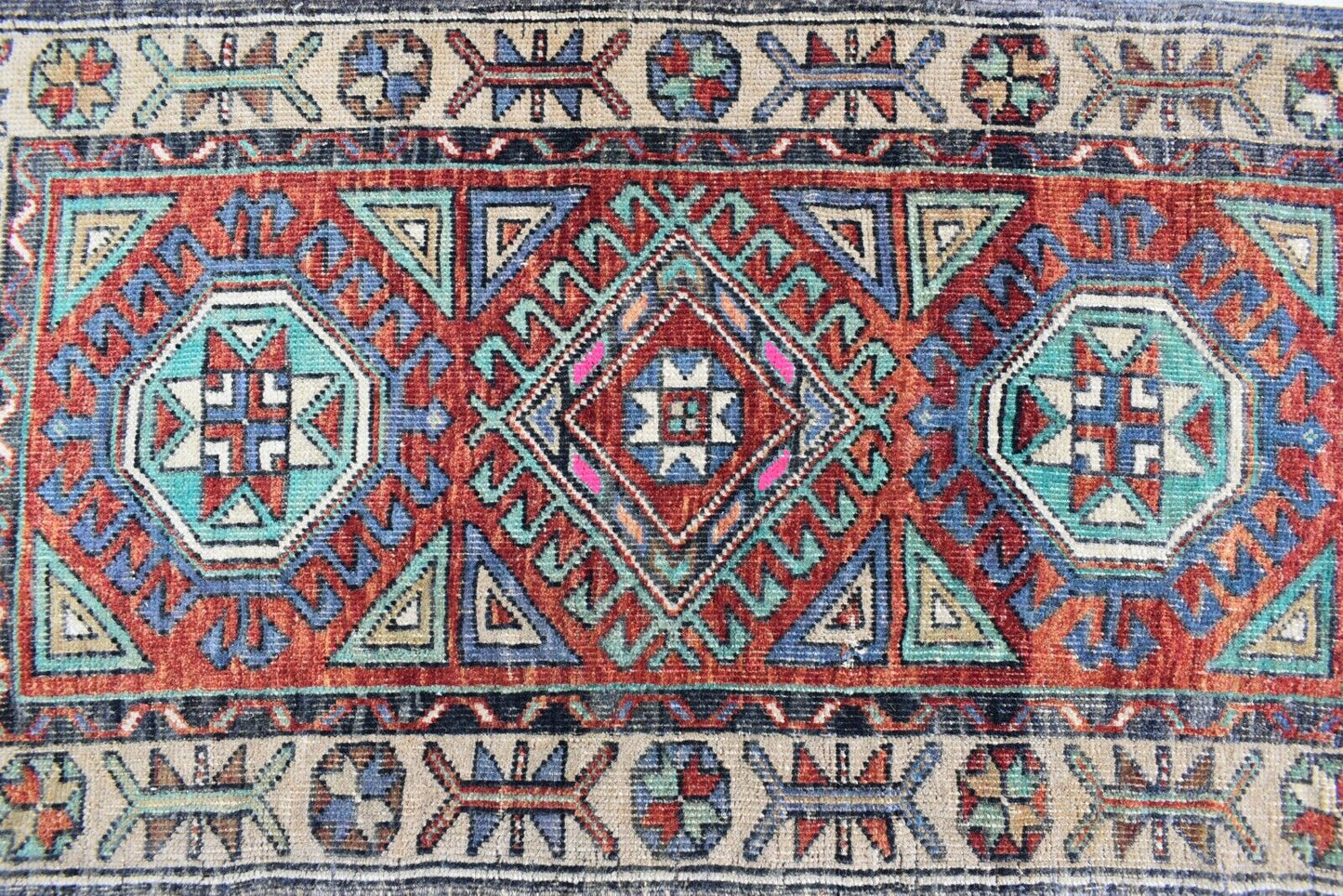 Oushak Runner 3.6x1.8 ft Vintage Turkish Rug Small Runner Anatolian Rug Y51