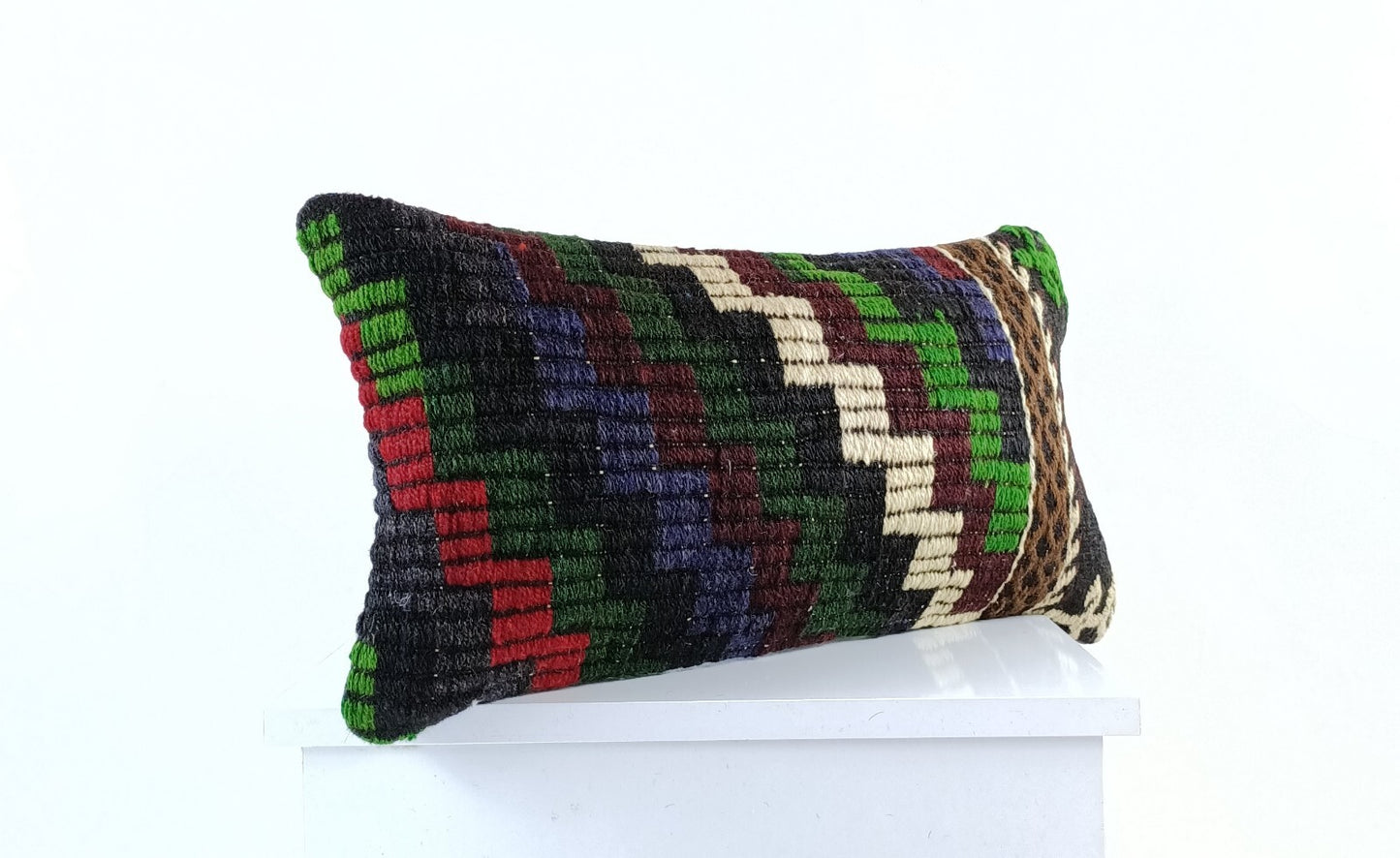 10x20 Kilim Lumbar Pillow Cover Vintage Ethnic Oushak Kilim Pillow Cover E1107