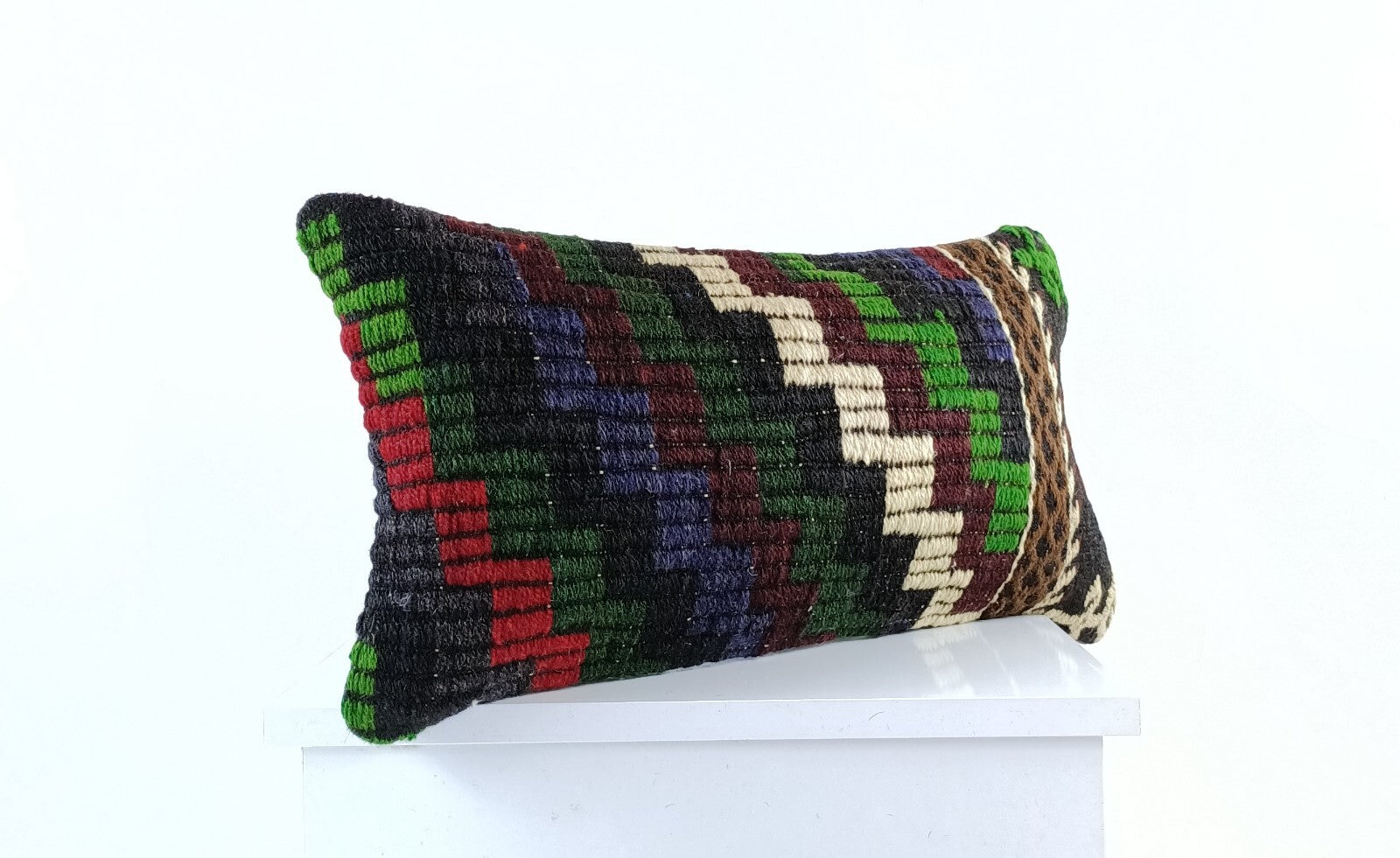 10x20 Kilim Lumbar Pillow Cover Vintage Ethnic Oushak Kilim Pillow Cover E1107