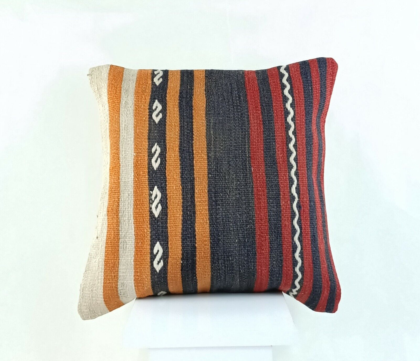 Kilim Pillow Cover 16x16 Handmade Turkish Home Decorative Wool Sofa Cushion A805