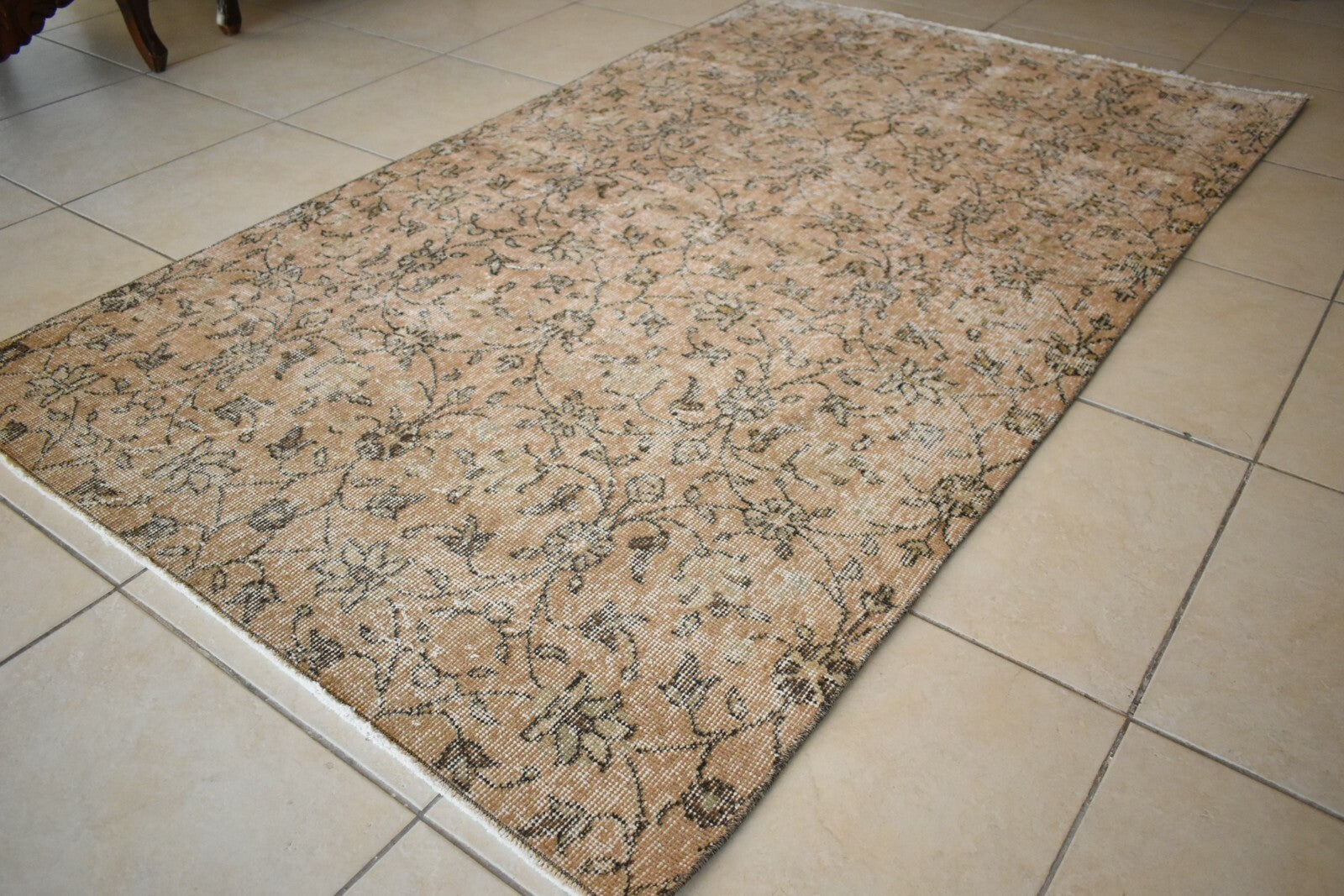 Vintage Oushak Rug 6.4x3.7 ft Turkish Floor Rug Faded Area Rug Oriental Rug U02