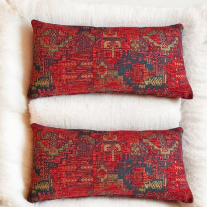 2 pcs/set Kilim Design Fabric Pillow Cover  Ethnic Lumbar Cushion with Insert