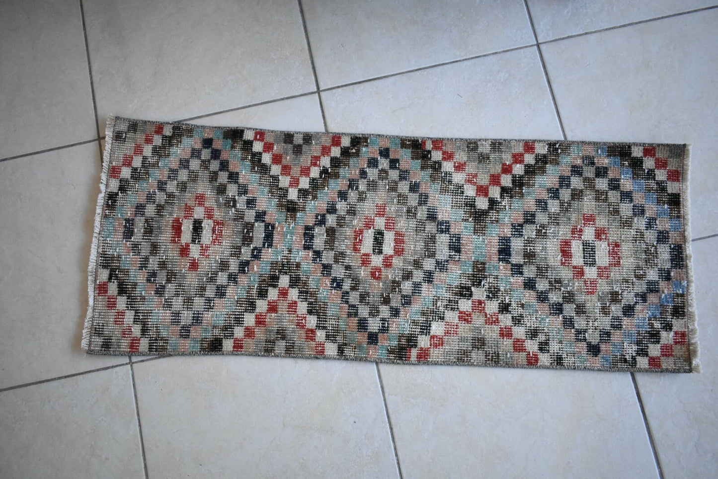 Small Turkish Runner 3.5x1.3 ft Vintage Oushak Rug Anatolian Rug Faded Rug Y05