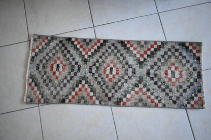 Small Turkish Runner 3.5x1.3 ft Vintage Oushak Rug Anatolian Rug Faded Rug Y05