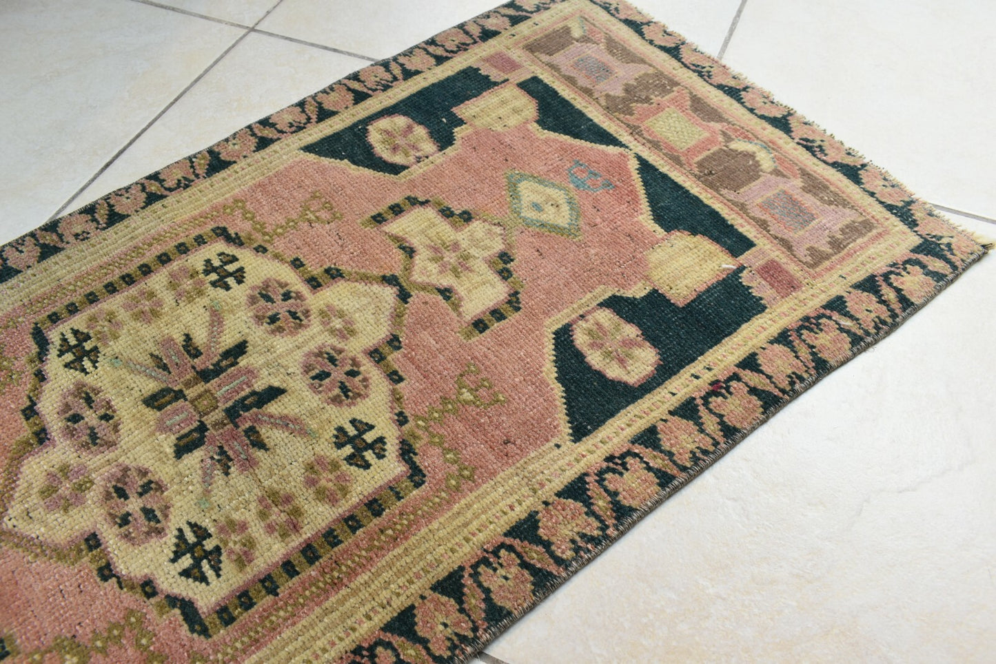 Anatolian Runner 3.2x1.4 ft Vintage Turkish Runner Oushak Runner Rug Y35