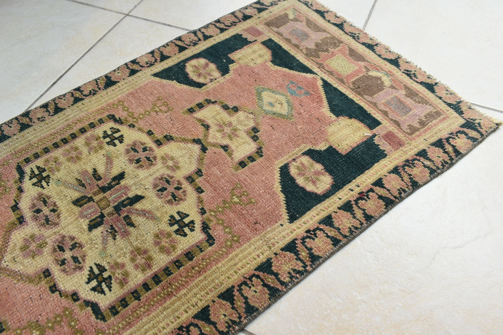 Anatolian Runner 3.2x1.4 ft Vintage Turkish Runner Oushak Runner Rug Y35