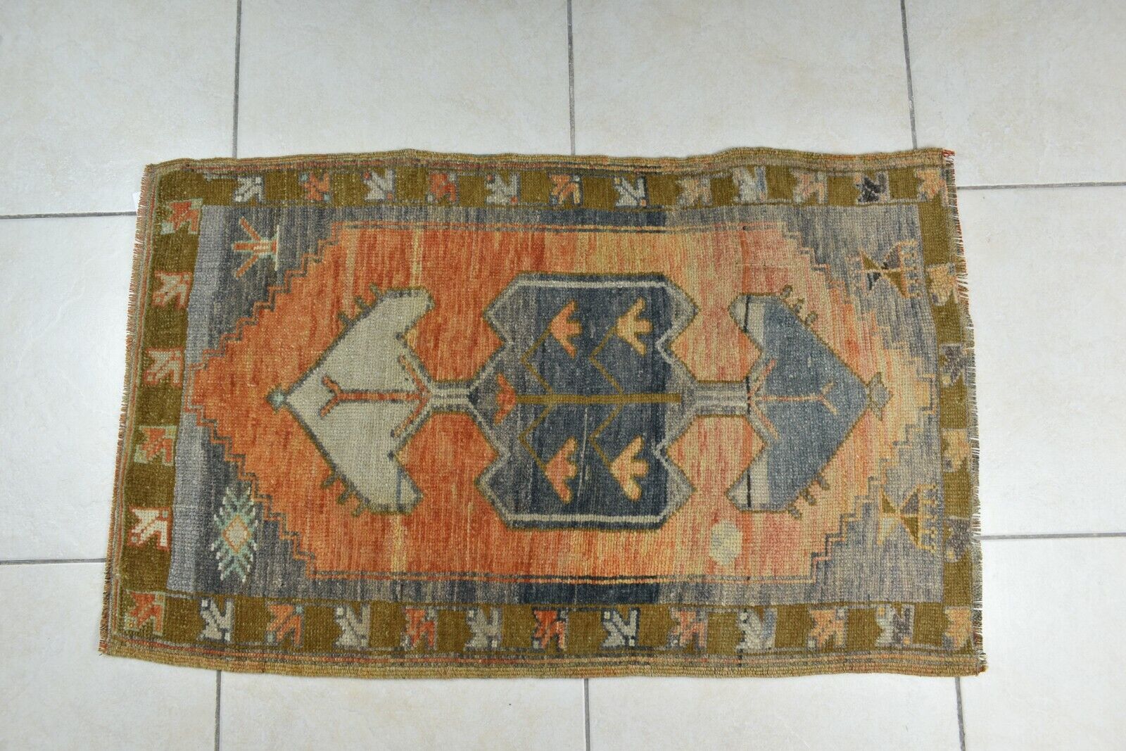 3.2x1.9 ft Anatolian Runner Small Vintage Rug Oushak Runner Mini Turkish Rug Y79