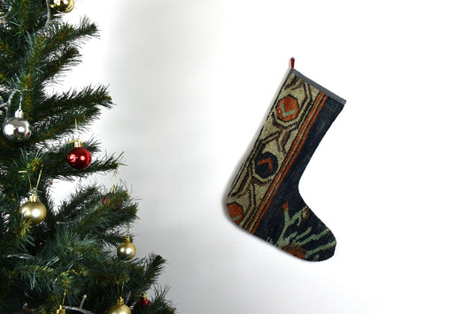 Kilim Christmas Stocking Vintage Rug Stocking Ethnic Decorative Xmas Socks S599