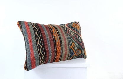 Kilim Pillow Cover 12x20 Turkish Handmade Sofa Couch Floor Lumbar Cushion E986