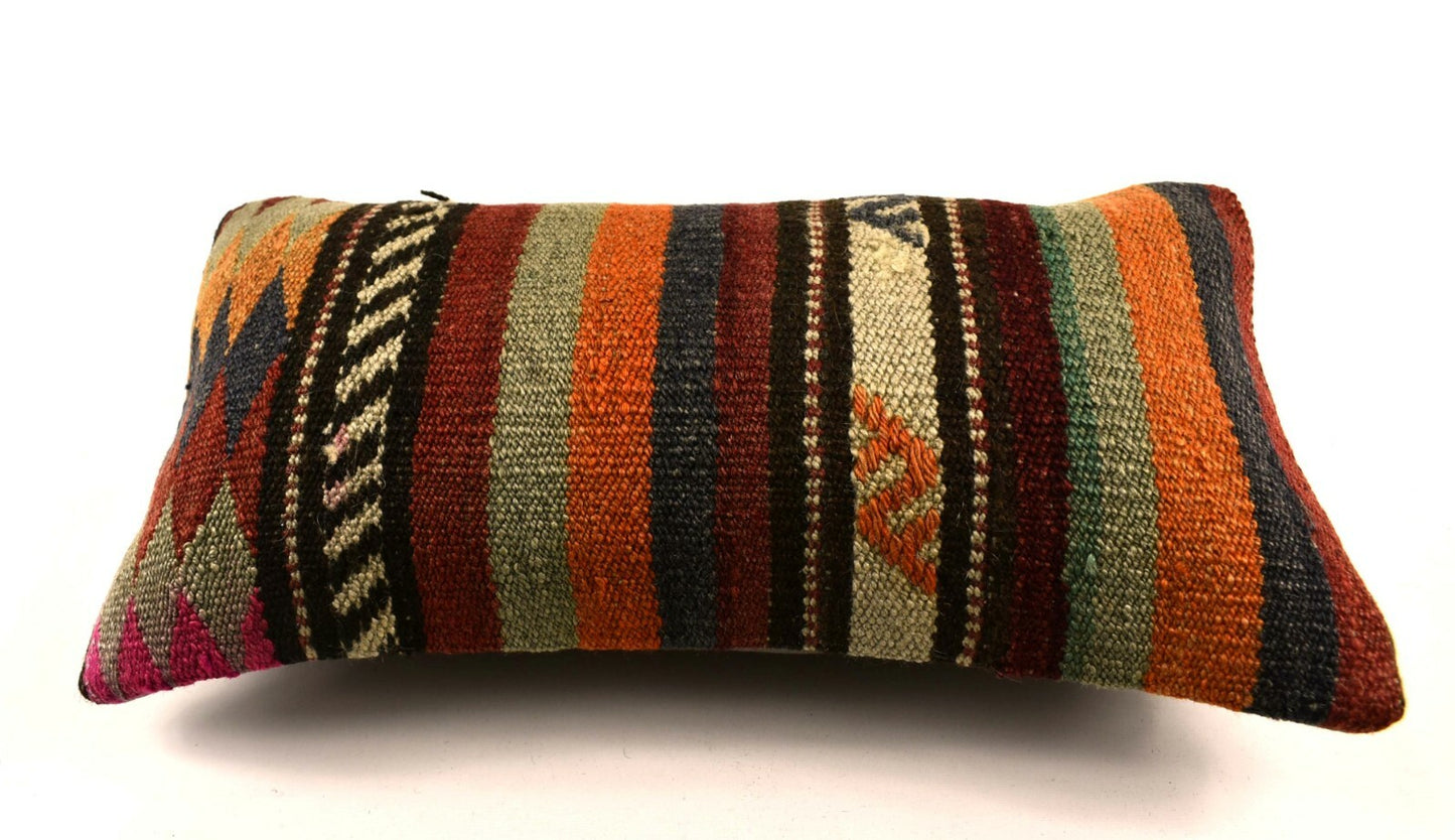 8x16 Kilim Pillow Cover Vintage Tribal Oushak Kilim Ethnic Lumbar Cover A2967