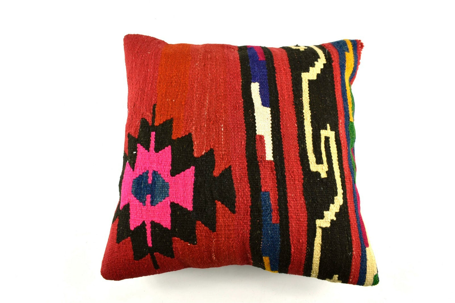 18x18 Kilim Pillow Cover Handknotten Vintage Pillow Oushak Kilim Pillow  A2850