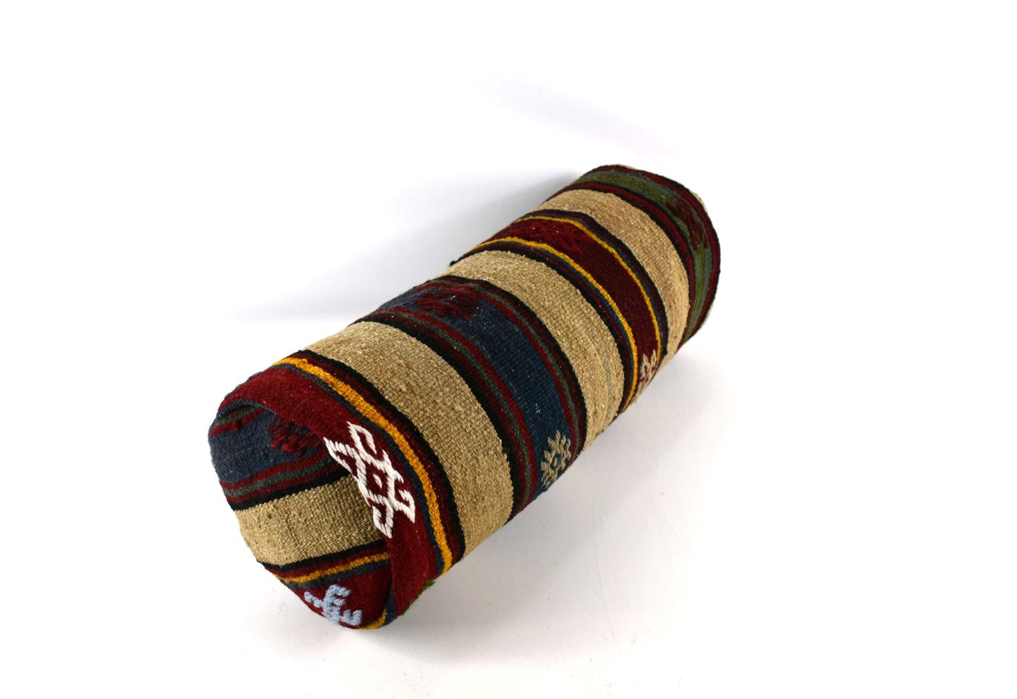 Kilim Bolster Pillow Cover 8x20 in Tribal Vintage Turkish Carpet Bolster Cushion