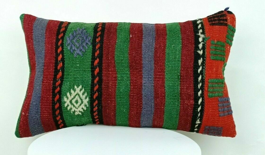 Kilim Pillow Cover 12x20 Home Decorative Handmade Sofa Couch Lumbar Cushion E524