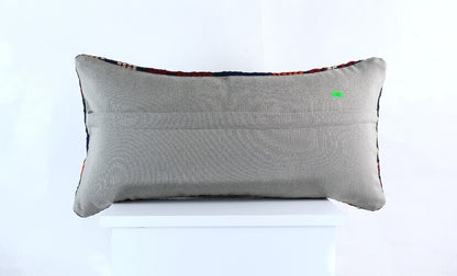 Handmade Turkish Kilim Pillow Cover 12x24 Ethnic Boho Sofa Lumbar Cushion E1009