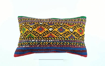 Kilim Pillow Cover 12x20 Turkish Handmade Sofa Couch Floor Lumbar Cushion A1270