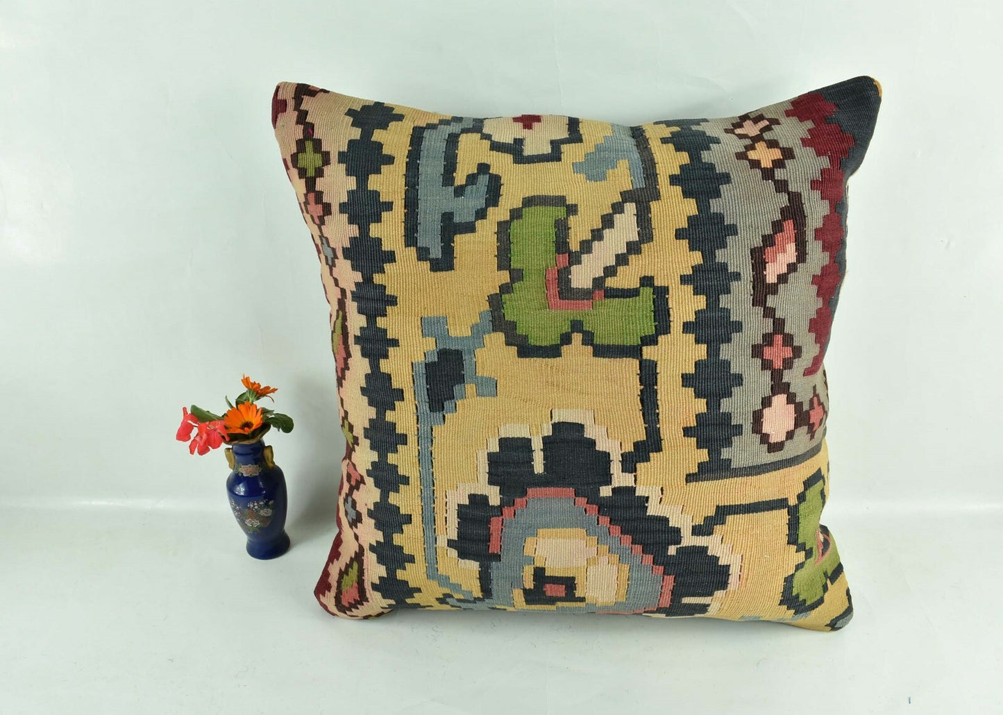 20x20 Kilim Pillow Cover Handmade Vintage Oushak Kilim Cushion Cover A1895