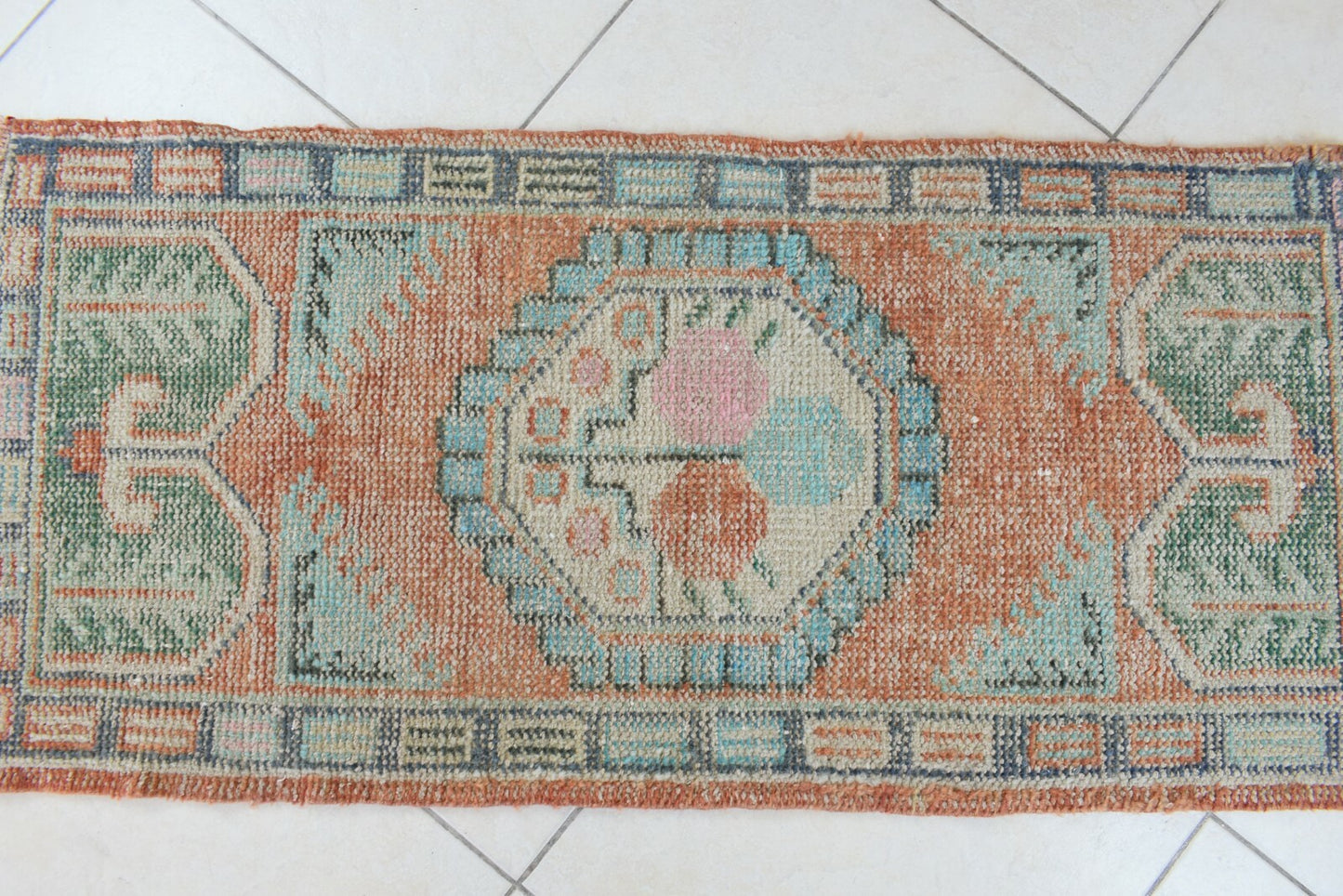 Small Turkish Runner 4x1.9 ft Vintage Runner Hallway Runner Handwoven Rug R38