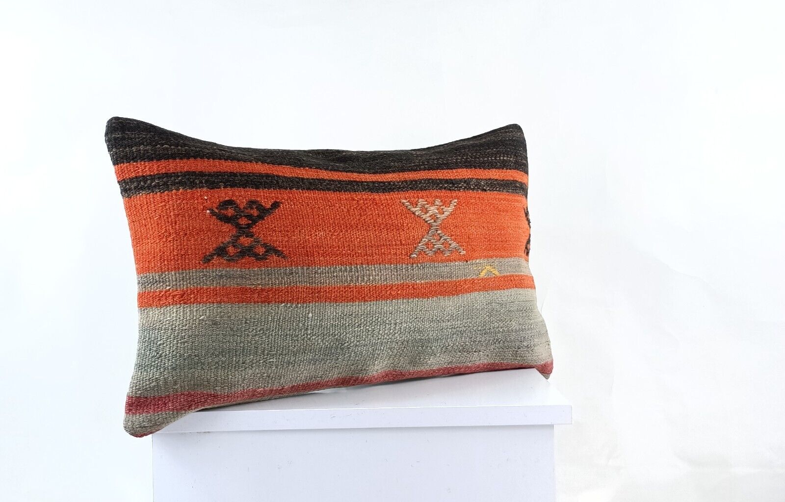 Kilim Pillow Cover 12x20 Turkish Handmade Sofa Couch Floor Lumbar Cushion E1053