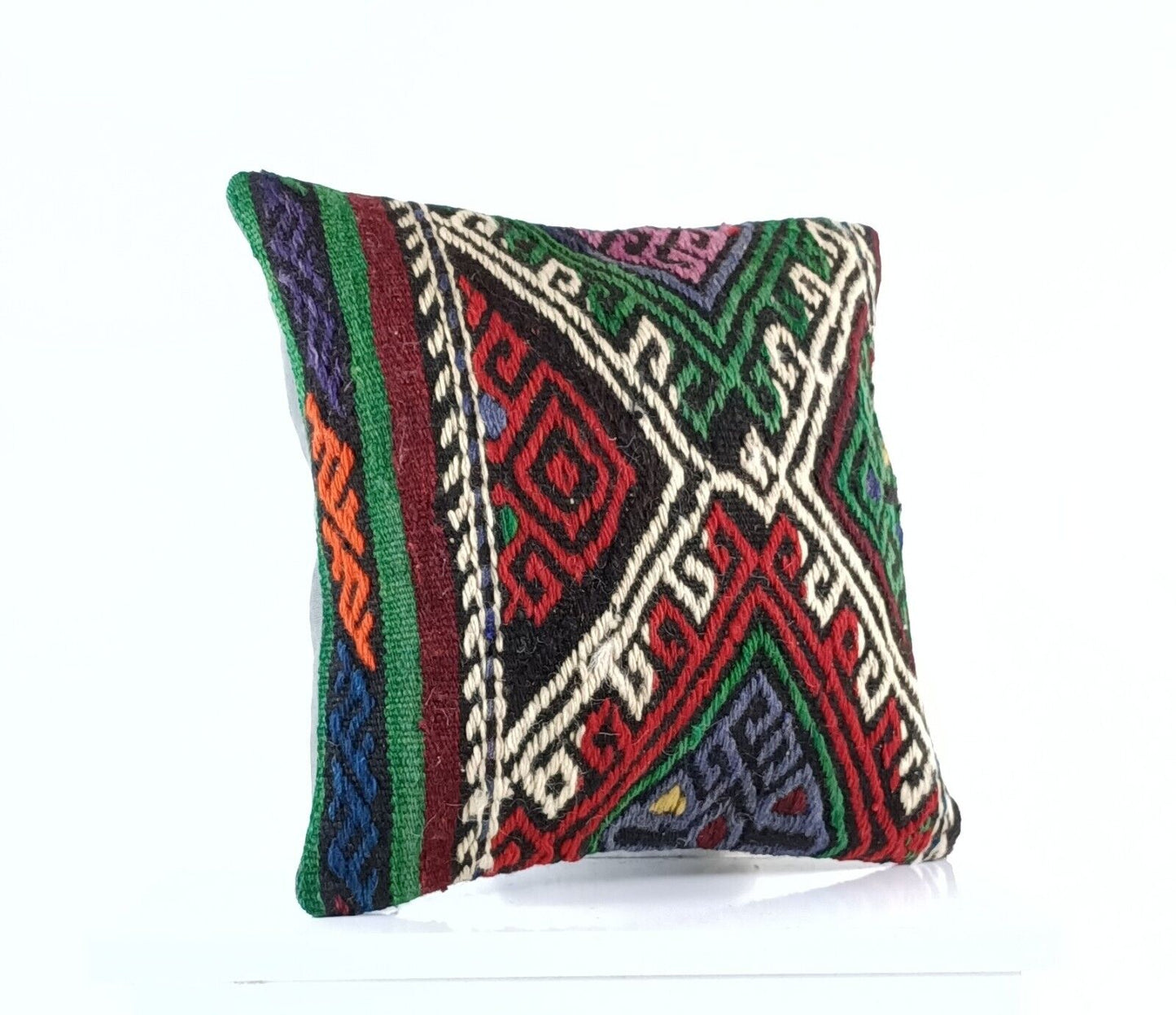 14"x14" Kilim Pillow Cover Handmade Turkish Tribal Ethnic Boho Rug Cushion E1296