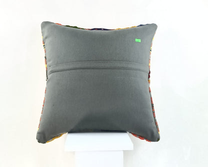 18"x18" Kilim Pillow Cover  Handmade Turkish Vintage Cushion Tribal Lumbar 2145