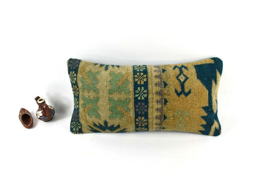 Kilim Lumbar Pillow Cover 10x20 Decorative Handmade Sofa Couch Cushion A2752