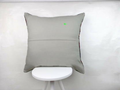 Kilim Pillow Cover 24x24 Traditional Turkish Handmade Wool Lumbar Cushion E652