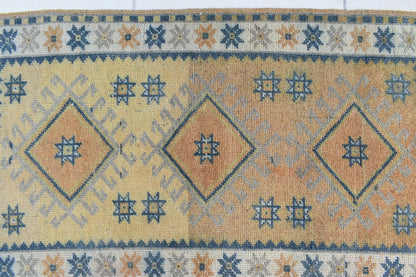 3x1.8 ft Anatolian Runner Small Vintage Rug Oushak Runner Mini Turkish Rug Y89