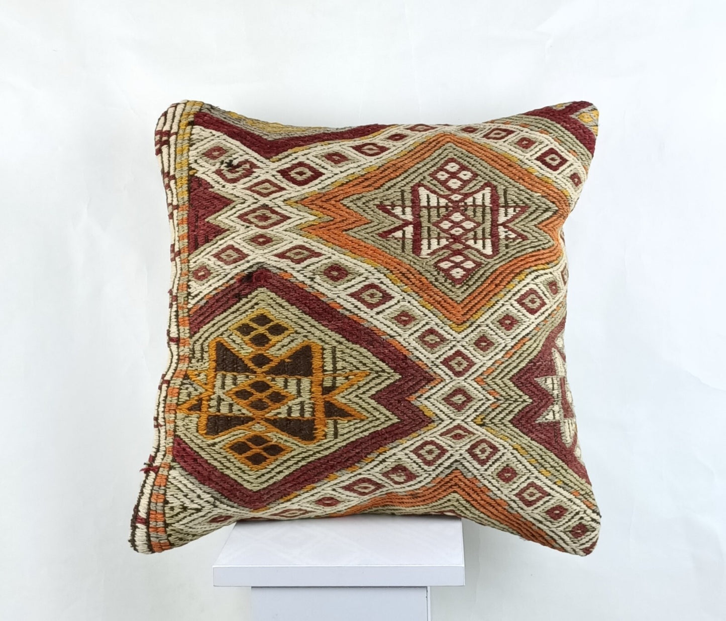 18"x18" Kilim Pillow Cover  Handmade Turkish Vintage Cushion Tribal Lumbar 2636