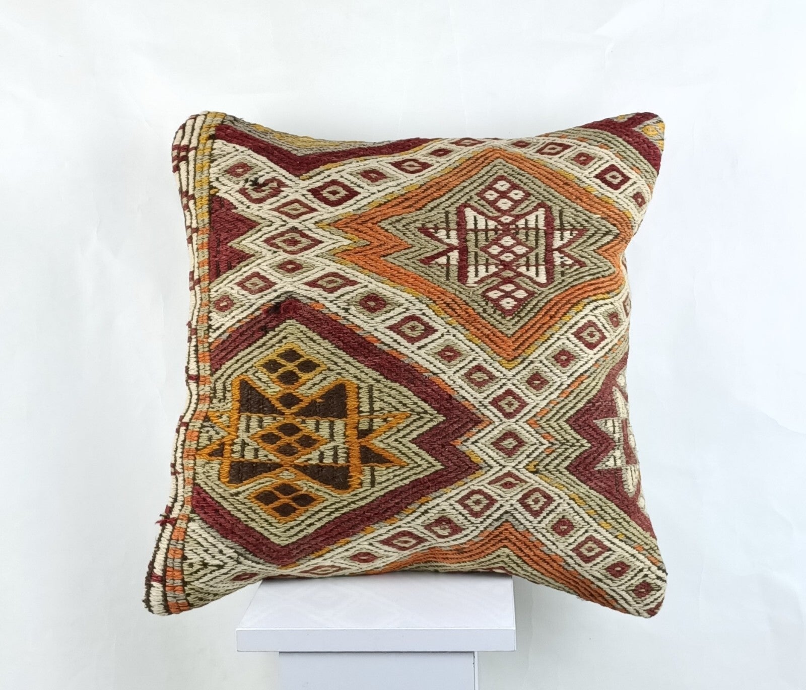18"x18" Kilim Pillow Cover  Handmade Turkish Vintage Cushion Tribal Lumbar 2636