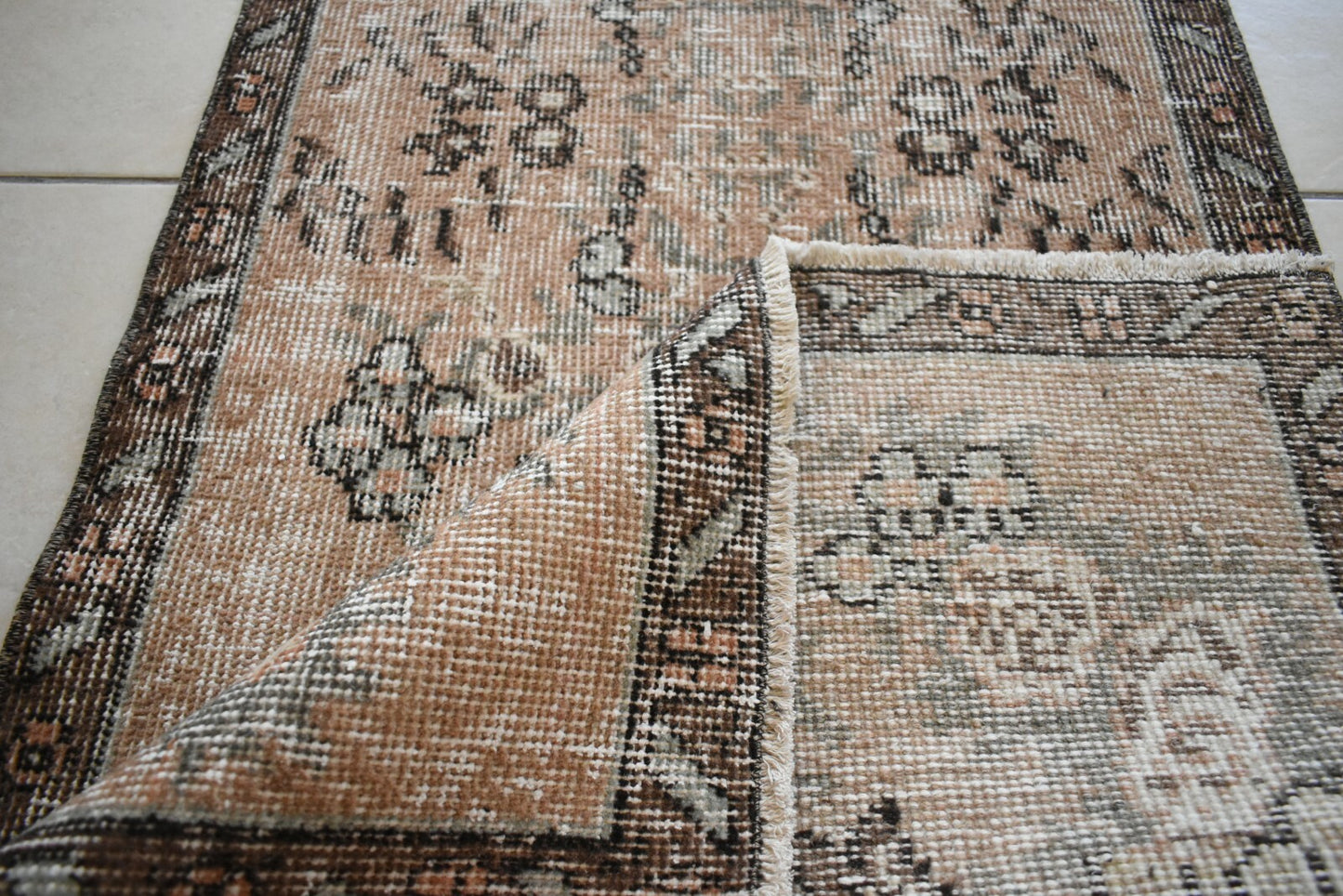 Small Turkish Runner 4.5x1.9 ft Vintage Runner Hallway Runner Handwoven Rug R15