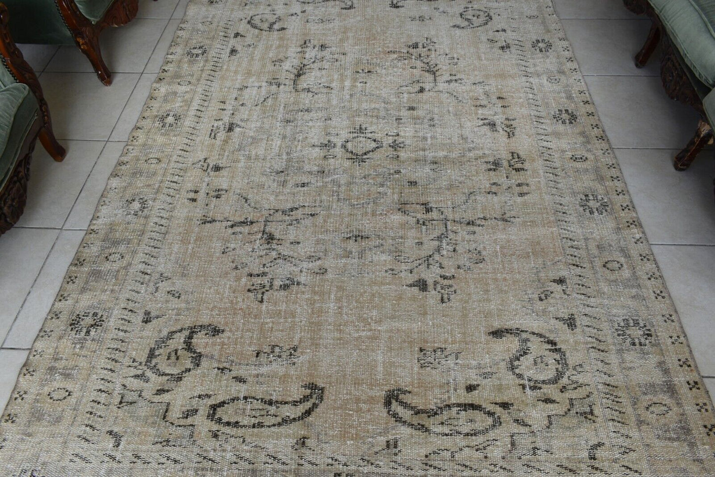 Faded Oushak Rug 8.5x5.5 ft Anatolian Rug Turkish Carpet Boho Floor Rug U23