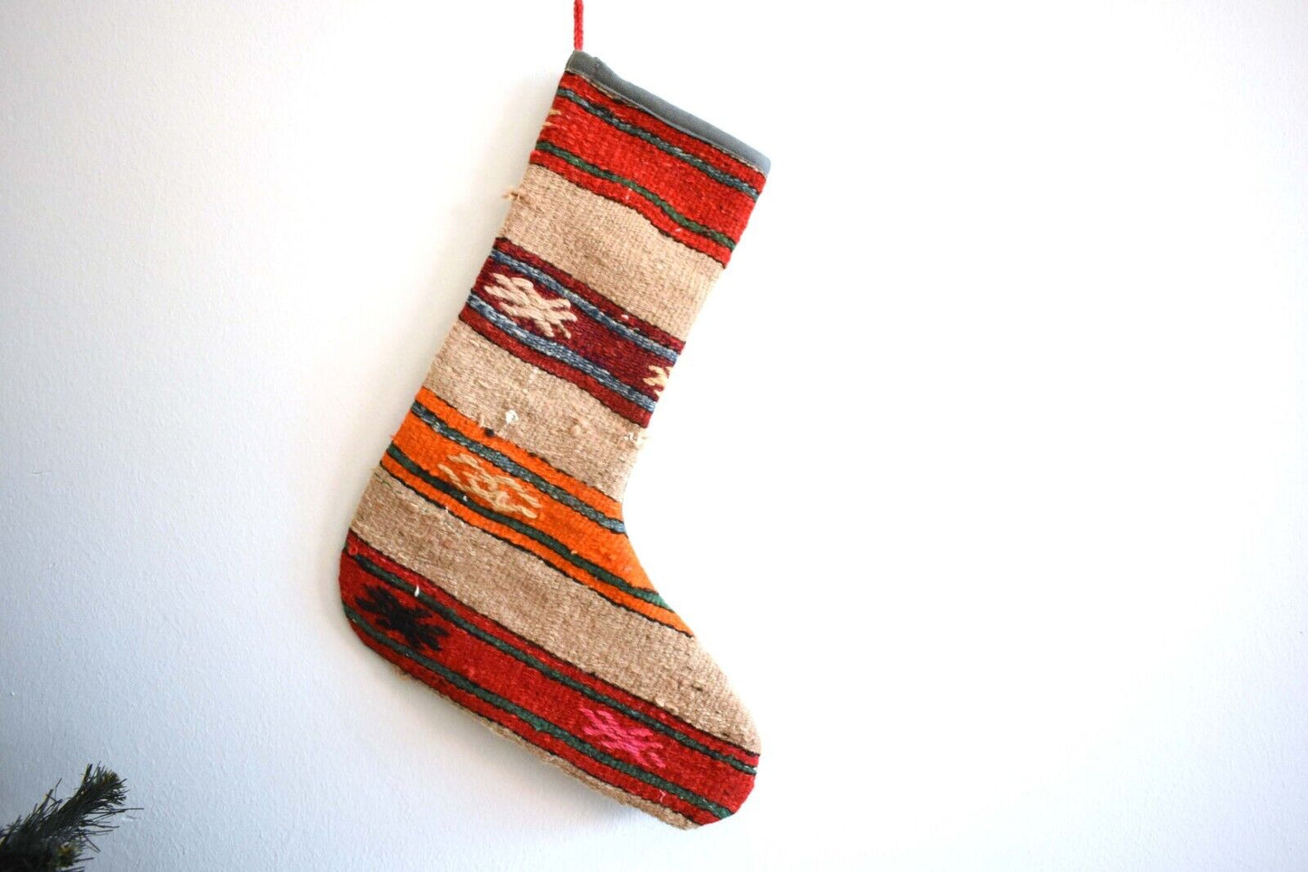 Christmas Stocking Kilim Christmas Sock Rug Gift Stocking Xmas Decor Socks S01