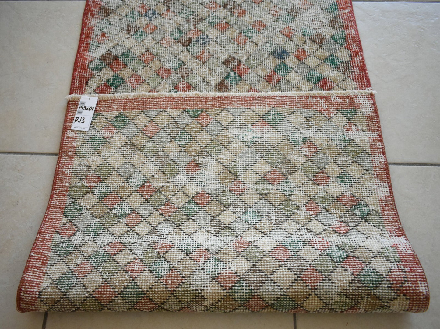 Small Turkish Runner 4.8x2 ft Vintage Runner Hallway Runner Handwoven Runner R13