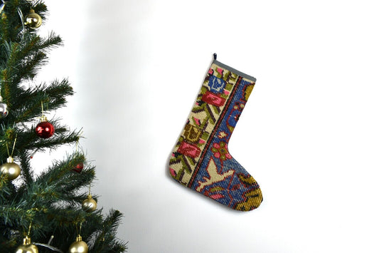 Kilim Christmas Stocking Vintage Rug Stocking Ethnic Decorative Xmas Socks S814