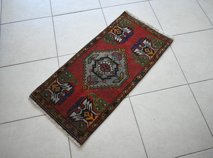  Oushak Runner 3.4x1.5 ft Vintage Turkish Runner Floor Runner Faded Runner Y24