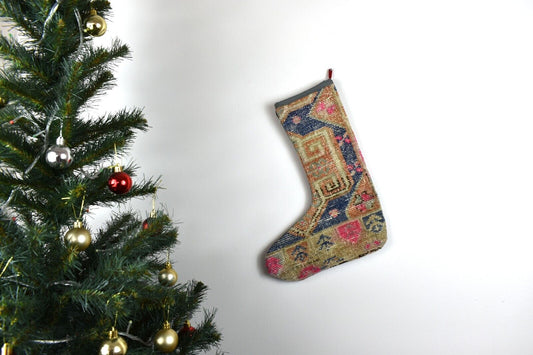 Kilim Christmas Stocking Vintage Rug Stocking Ethnic Decorative Xmas Socks S572